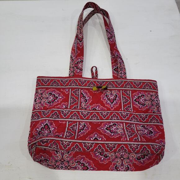Vera Bradley Frankly Scarlet Tic Tac Toe Small Tote Toggle Closure Retired - Picture 1 of 10
